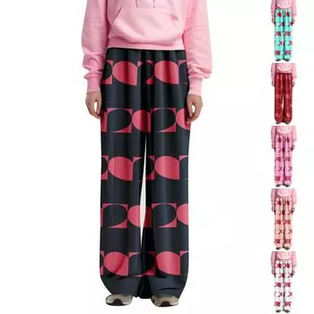 Женские пижамные штаны, одежда для сна, повседневные брюки с эластичной резинкой на талии, удобные прямые свободные брюки для йоги L циан