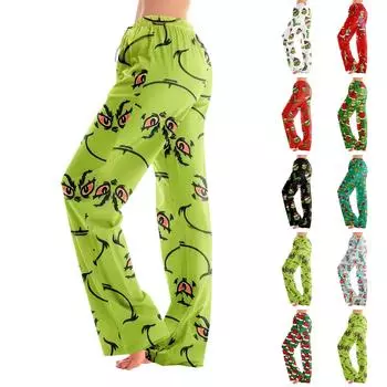 Женские пижамные штаны, одежда для сна, повседневные брюки с эластичной резинкой на талии, удобные прямые свободные брюки для йоги L армия зеленый