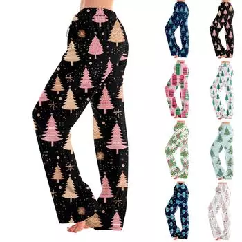 Женские пижамные штаны, одежда для сна, повседневные брюки с эластичной резинкой на талии, удобные прямые свободные брюки для йоги XL