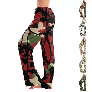 Женские пижамные штаны, одежда для сна, повседневные брюки с эластичной резинкой на талии, удобные прямые свободные брюки для йоги L бежевый