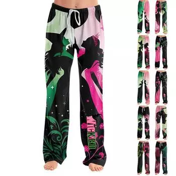 Женские пижамные штаны, одежда для сна, повседневные брюки с эластичной резинкой на талии, удобные прямые свободные брюки для йоги L армия зеленый