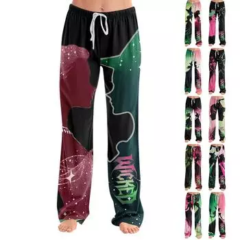 Женские пижамные штаны, одежда для сна, повседневные брюки с эластичной резинкой на талии, удобные прямые свободные брюки для йоги L армия зеленый