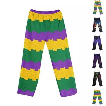 Женские пижамные штаны, одежда для сна, повседневные брюки с эластичной резинкой на талии, удобные прямые свободные брюки для йоги S тёмно-синий