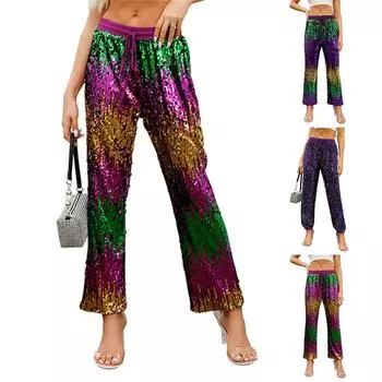 Женские пижамные штаны, одежда для сна, повседневные брюки с эластичной резинкой на талии, удобные прямые свободные брюки для йоги L фиолетовый