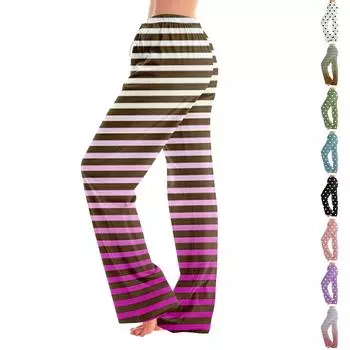 Женские пижамные штаны, одежда для сна, повседневные брюки с эластичной резинкой на талии, удобные прямые свободные брюки для йоги L армия зеленый