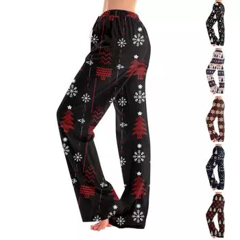 Женские пижамные штаны, одежда для сна, повседневные брюки с эластичной резинкой на талии, удобные прямые свободные брюки для йоги L