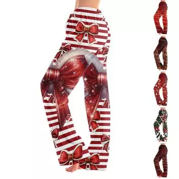 Женские пижамные штаны, одежда для сна, повседневные брюки с эластичной резинкой на талии, удобные прямые свободные брюки для йоги XXXL