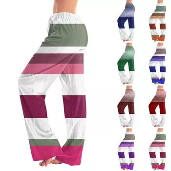 Женские пижамные штаны, одежда для сна, повседневные брюки с эластичной резинкой на талии, удобные прямые свободные брюки для йоги L синий