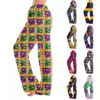 Женские пижамные штаны, одежда для сна, повседневные брюки с эластичной резинкой на талии, удобные прямые свободные брюки для йоги L фиолетовый