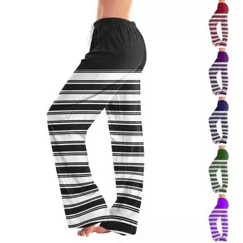 Женские пижамные штаны, одежда для сна, повседневные брюки с эластичной резинкой на талии, удобные прямые свободные брюки для йоги L темно-зеленого