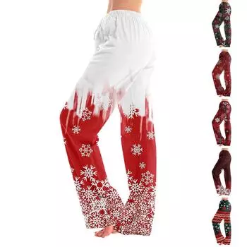 Женские пижамные штаны, одежда для сна, повседневные брюки с эластичной резинкой на талии, удобные прямые свободные брюки для йоги L красный