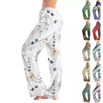 Женские пижамные штаны, одежда для сна, повседневные брюки с эластичной резинкой на талии, удобные прямые свободные брюки для йоги L синий