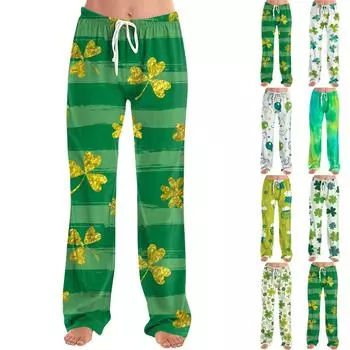 Женские пижамные штаны, одежда для сна, повседневные брюки с эластичной резинкой на талии, удобные прямые свободные брюки для йоги XXXL циан