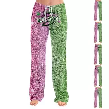 Женские пижамные штаны, одежда для сна, повседневные брюки с эластичной резинкой на талии, удобные прямые свободные брюки для йоги L армия зеленый