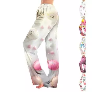 Женские пижамные штаны, одежда для сна, повседневные брюки с эластичной резинкой на талии, удобные прямые свободные брюки для йоги M