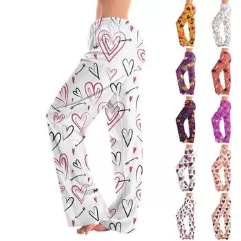 Женские пижамные штаны, одежда для сна, повседневные брюки с эластичной резинкой на талии, удобные прямые свободные брюки для йоги XL