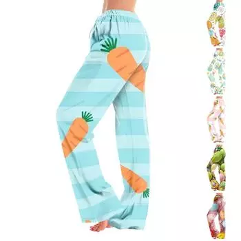 Женские пижамные штаны, одежда для сна, повседневные брюки с эластичной резинкой на талии, удобные прямые свободные брюки для йоги XL