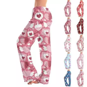 Женские пижамные штаны, одежда для сна, повседневные брюки с эластичной резинкой на талии, удобные прямые свободные брюки для йоги S циан