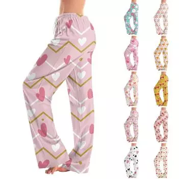 Женские пижамные штаны, одежда для сна, повседневные брюки с эластичной резинкой на талии, удобные прямые свободные брюки для йоги M синий