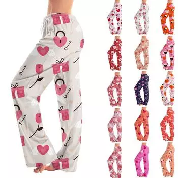 Женские пижамные штаны, одежда для сна, повседневные брюки с эластичной резинкой на талии, удобные прямые свободные брюки для йоги XL киноварь