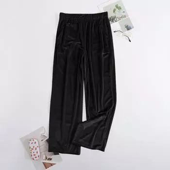 Женские пижамные штаны, пижамные штаны с мягкой эластичной талией, однотонные штаны с 2 карманами L чёрный