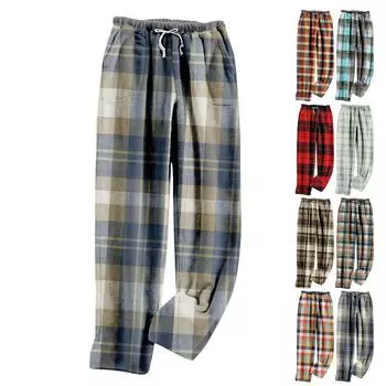Женские пижамные штаны, плюшевые пижамные штаны с мягкой эластичной талией, клетчатые штаны с 2 карманами L верблюд