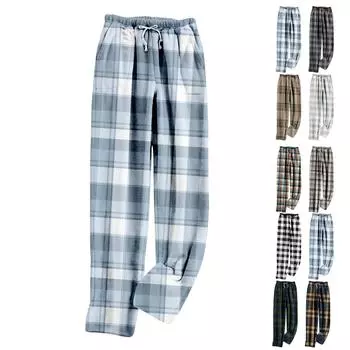 Женские пижамные штаны, плюшевые пижамные штаны с мягкой эластичной талией, клетчатые штаны с 2 карманами L армия зеленый