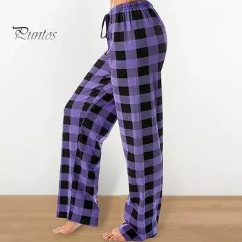 Женские пижамные штаны с эластичной резинкой на талии, прямые, широкие, повседневные, удобные, эластичные, для сна, повседневная одежда L красный