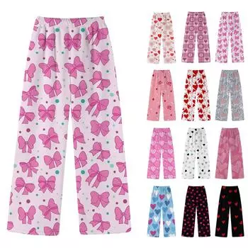 Женские пижамные штаны с цветочным принтом, мягкие, удобные, женские повседневные домашние штаны, зимние L чёрный