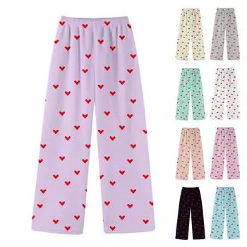 Женские пижамные штаны с цветочным принтом, мягкие, удобные, женские повседневные домашние штаны, зимние L чёрный