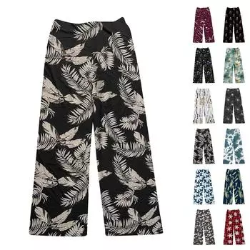 Женские пижамные штаны с цветочным принтом, мягкие, удобные, женские повседневные домашние штаны, зимние L бежевый