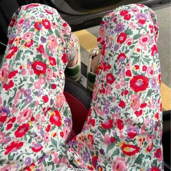 Женские пижамные штаны с цветочным принтом в европейском и американском стиле — свободные, повседневные, подходят для весны и осени, можно носить на открытом воздухе XXL (suggested for 130-150 jin)