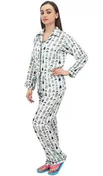 Женские пижамы Bimba со стрелкой, пижамные штаны с рубашкой, 2 предмета, одежда для сна - 10 белый