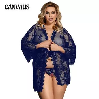 Женские пижамы больших размеров, эротические пижамы с поясом, сексуальные кружевные пижамы, прозрачный кардиган, пижамы M