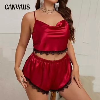 Женские пижамы больших размеров, комплект с шортами, летняя дышащая домашняя одежда из ледяного шелка 1XL красный