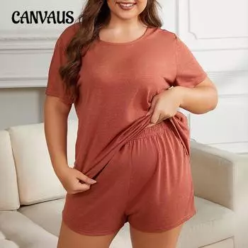 Женские пижамы больших размеров, летние повседневные шорты с короткими рукавами, комплект домашней одежды