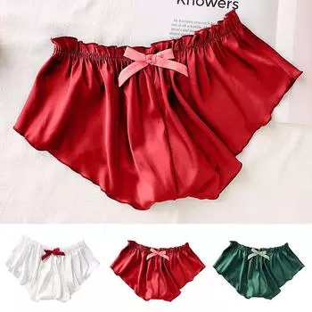 Женские пижамы больших размеров, однотонные атласные трусы, бесшовные шорты, сексуальное женское белье S белый