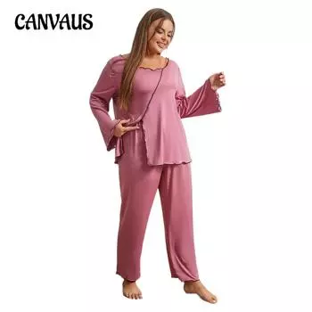 Женские пижамы больших размеров, осенне-зимний открытый домашний костюм с длинными рукавами