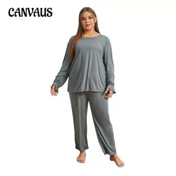 Женские пижамы больших размеров, осенне-зимний однотонный домашний костюм с длинными рукавами 1XL светло-зеленый