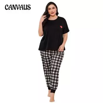 Женские пижамы больших размеров, весенне-летние и осенние брюки с короткими рукавами, домашний костюм