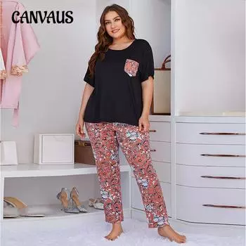 Женские пижамы больших размеров, весенние и летние брюки с короткими рукавами, комплект домашней одежды 1XL оранжевый