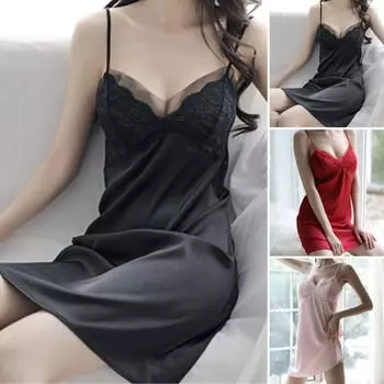 Женские пижамы, однотонные, дышащие, свободные, с открытой спиной, кружевные лоскутные женские пижамы для сна M вино красного