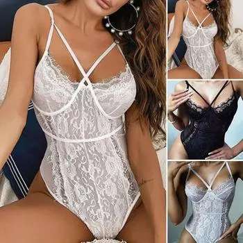 Женские пижамы, однотонные, с вырезами на бретельках, кружевные, прозрачные, с глубоким V-образным вырезом, облегающие, без рукавов, очаровательные XL