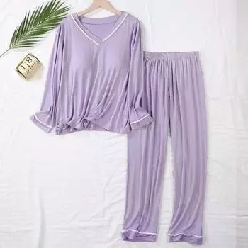 Женские пижамы, весенняя милая домашняя одежда, пижамный комплект для девочек с бюстгальтером, женская ночная рубашка, женский комплект из 2 предметов M(40-55kg) розовый