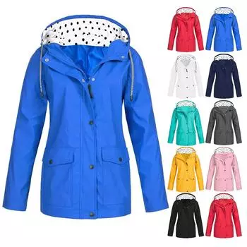 Женские плащи с капюшоном, легкая уличная водонепроницаемая ветровка с капюшоном, однотонный плащ, куртка больших размеров