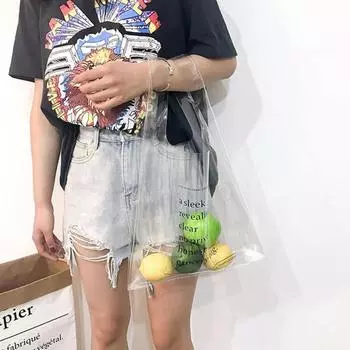 Женские пластиковые сумки-тоуты, пляжный клатч, прозрачная сумка для покупок, ПВХ, голографическая