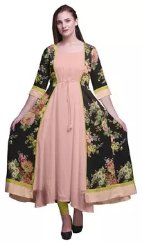 Женские платья Anarkali с принтом Bimba, длинные индийские платья Kurtis Ethnic без рукавов Large синий
