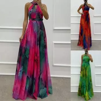 Женские платья без рукавов с принтом, кружевом, большой расклешенный воротник, круглый воротник для женщин S розовый