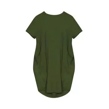 Женские платья больших размеров с коротким рукавом, круглым вырезом, свободного кроя, повседневные S армия зеленый