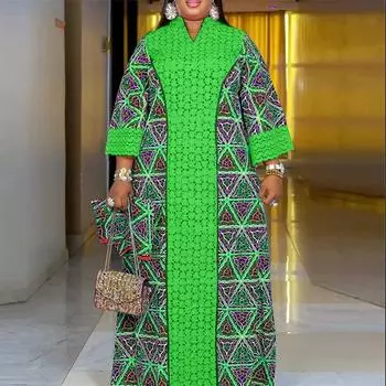 Женские платья больших размеров с V-образным вырезом и длинным рукавом с кружевным цветочным принтом S ярко-розовый